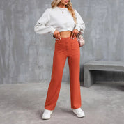 Damen Hochtaillierte Wide‑Leg Hose mit aufgesetzten Taschen Drune 3