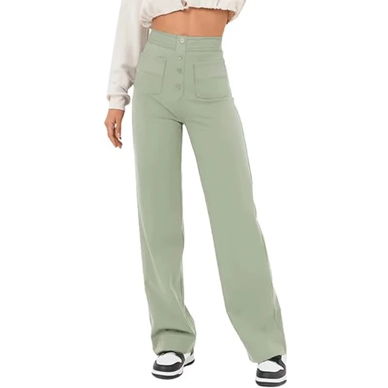 Damen Hochtaillierte Wide‑Leg Hose mit aufgesetzten Taschen Drune 4