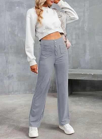 Damen Hochtaillierte Wide‑Leg Hose mit aufgesetzten Taschen Drune 7