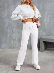 Damen Hochtaillierte Wide‑Leg Hose mit aufgesetzten Taschen Drune 8