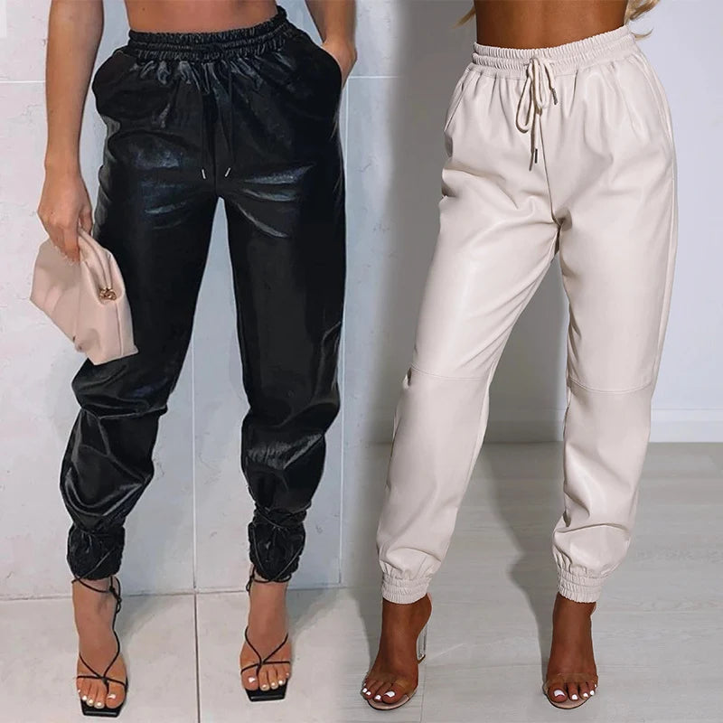 Damen Sportliche Lederhose im modernen Schnitt mit elastischem Bund Drune 1