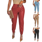 Damen Sportliche Lederhose mit elastischem Bund und schmalem Schnitt Drune 1