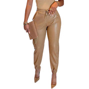 Damen Sportliche Lederhose mit elastischem Bund und schmalem Schnitt Drune 2