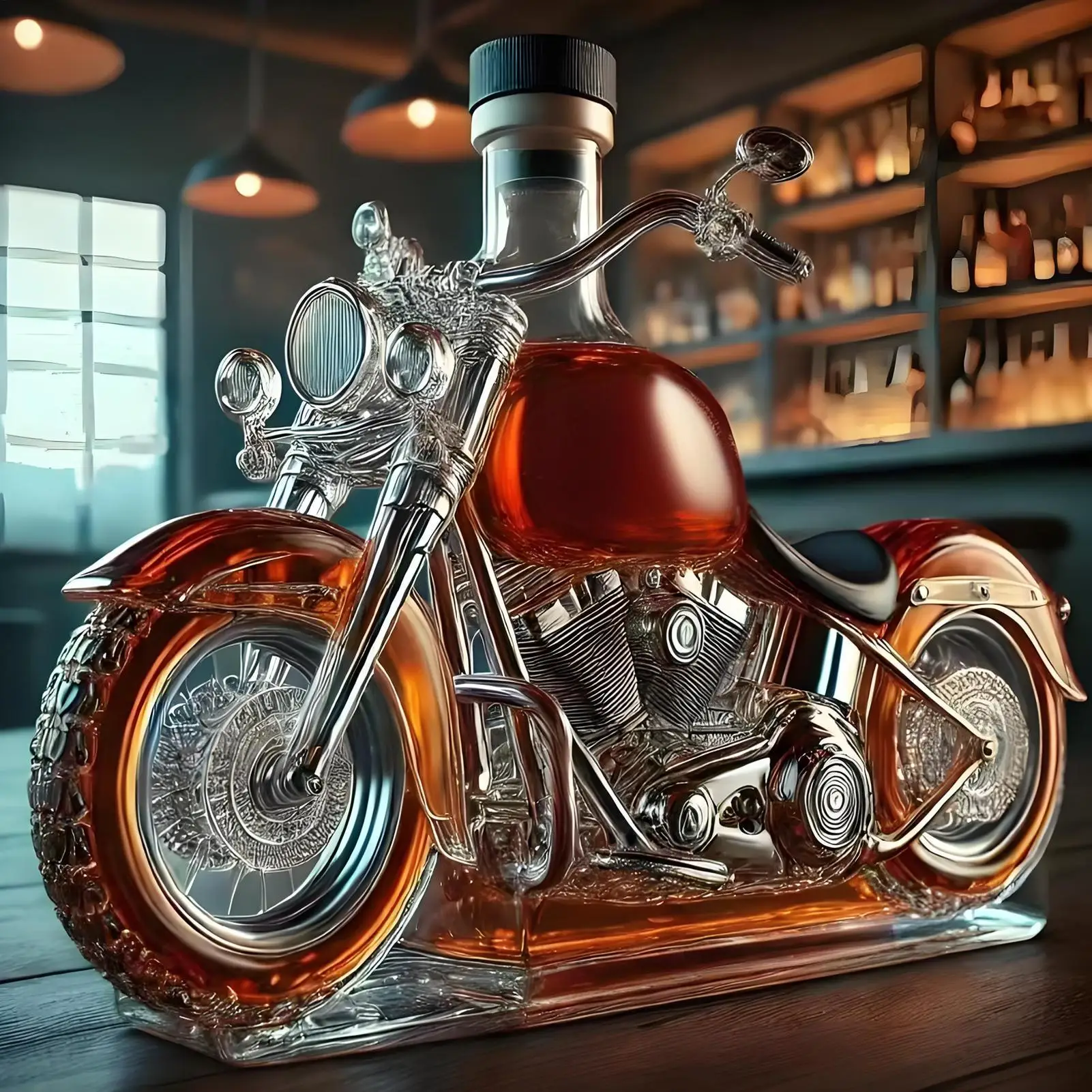 Decanter per whisky a forma di motocicletta Harley per bar di casa 0