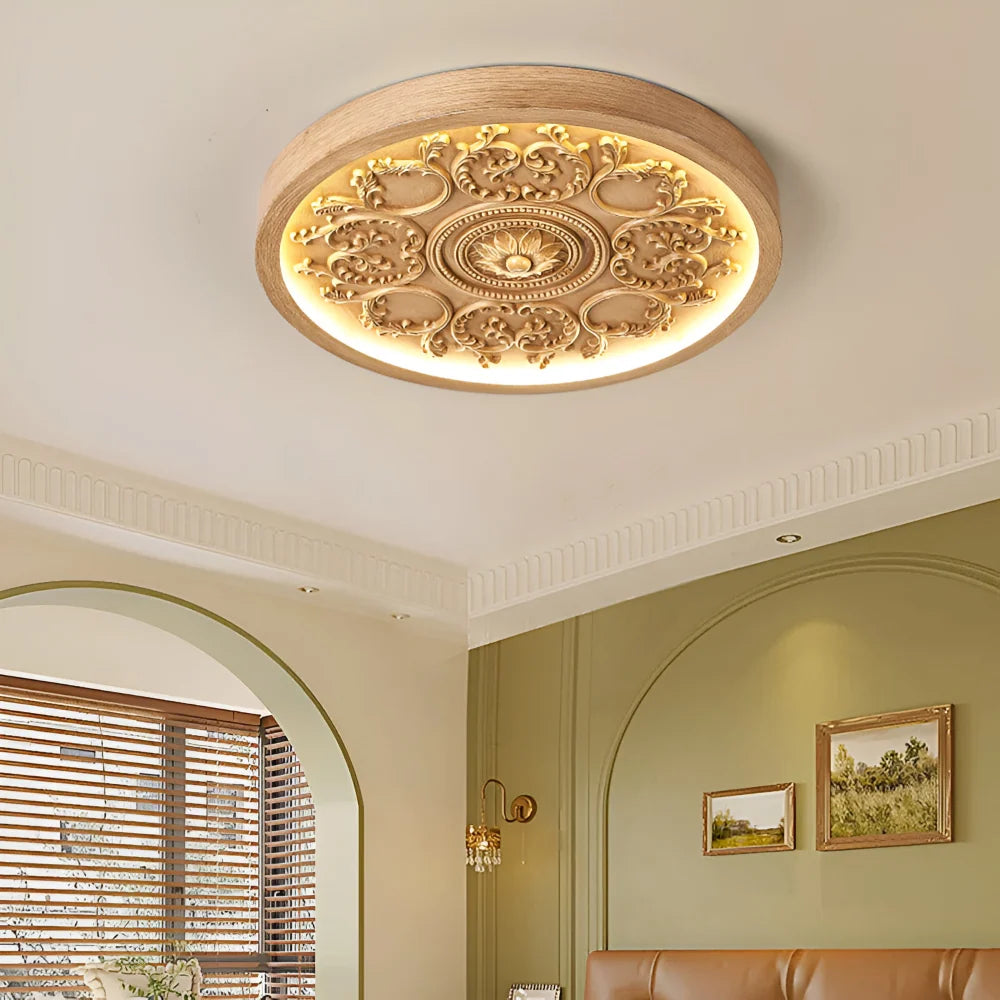 Dimmable LED-Deckenlampe mit Reliefdekor und drei Lichtfarben 1