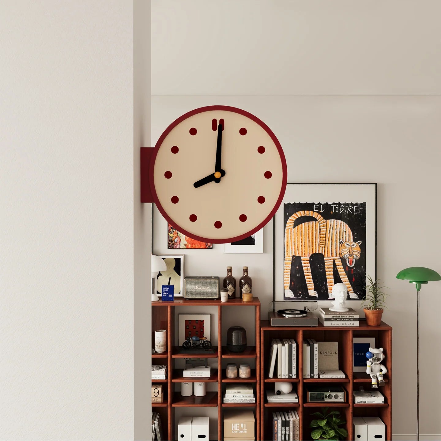Doppelseitige Wanduhr im Retro-Design 0