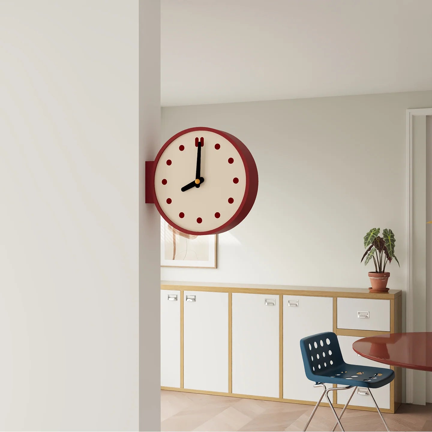Doppelseitige Wanduhr im Retro-Design 2