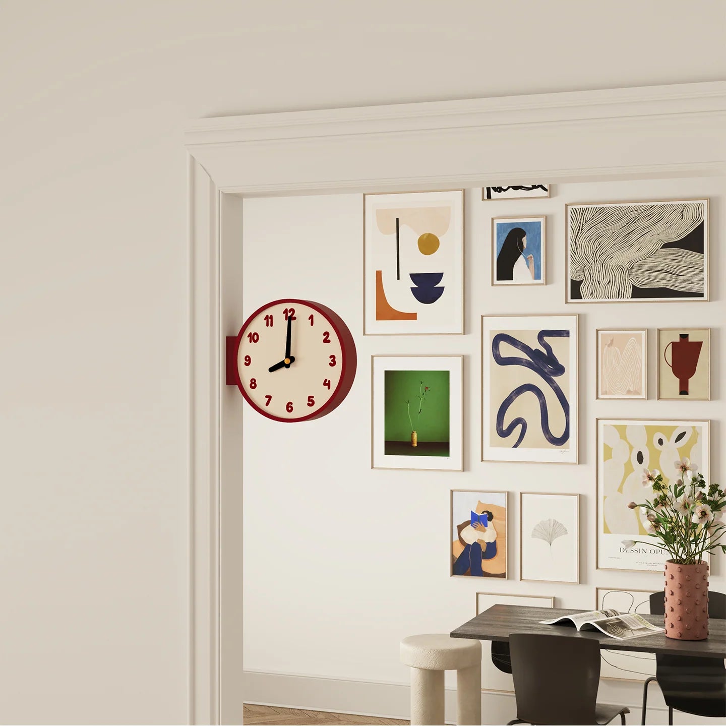 Doppelseitige Wanduhr im Retro-Design 5