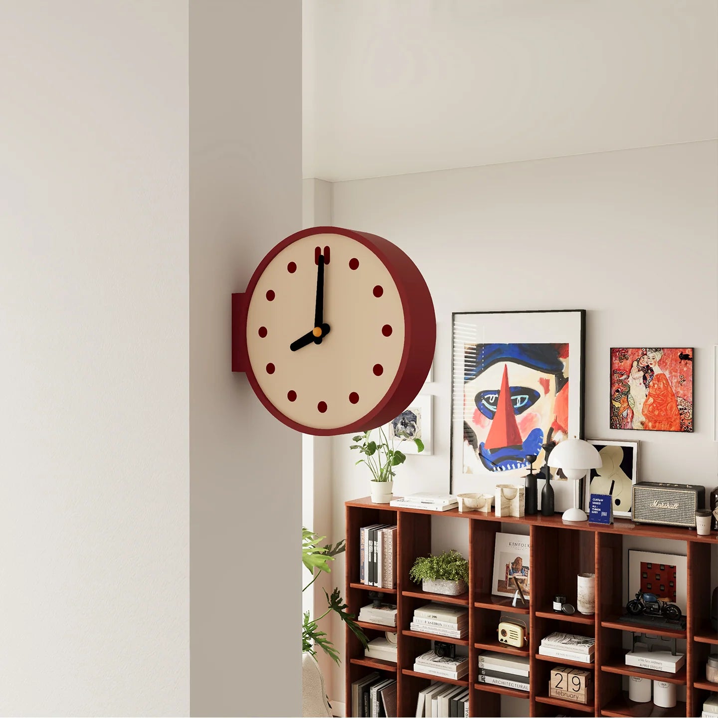 Doppelseitige Wanduhr im Retro-Design 7