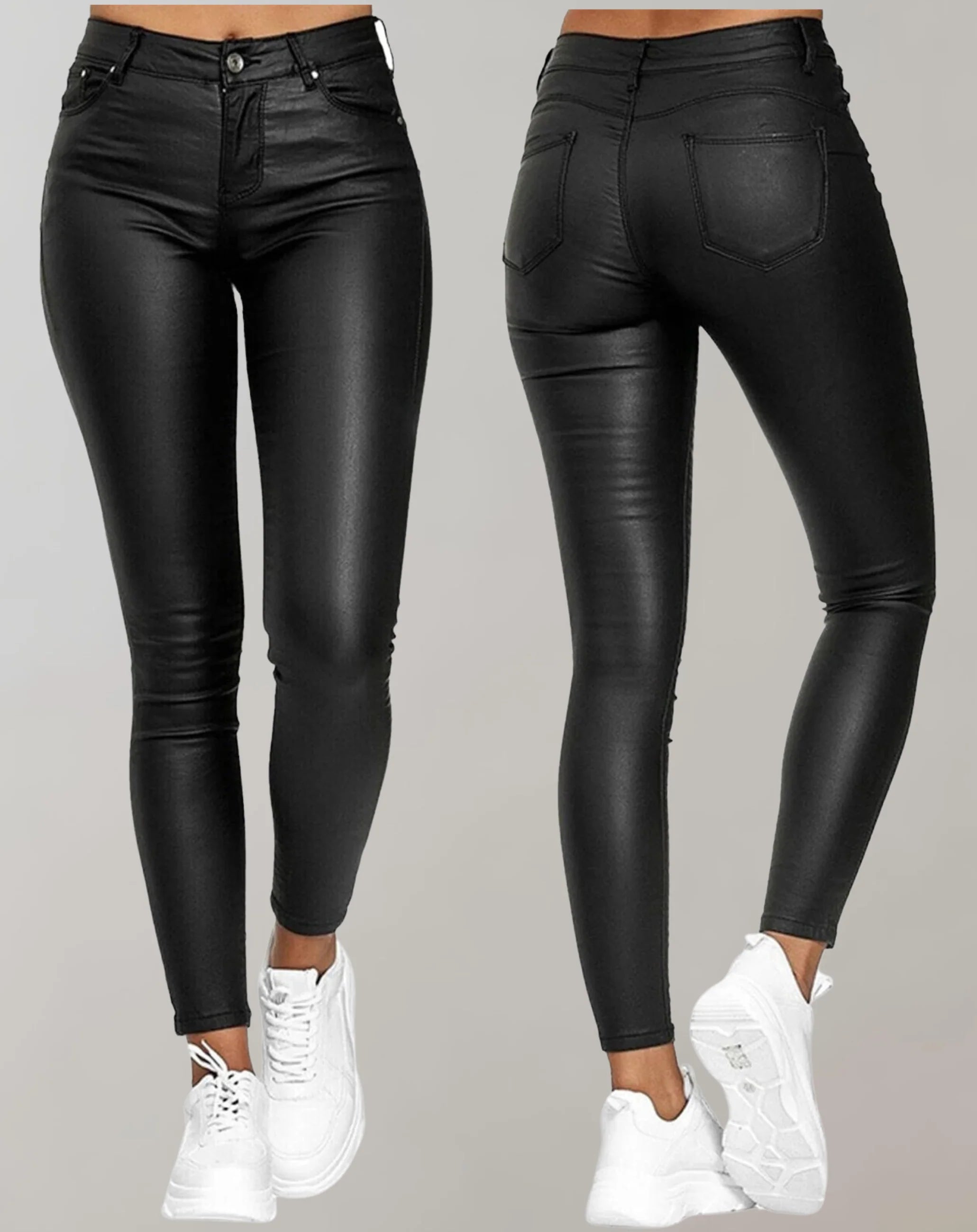 Drune | Damen PU Lederhose Skinny High Waist 1