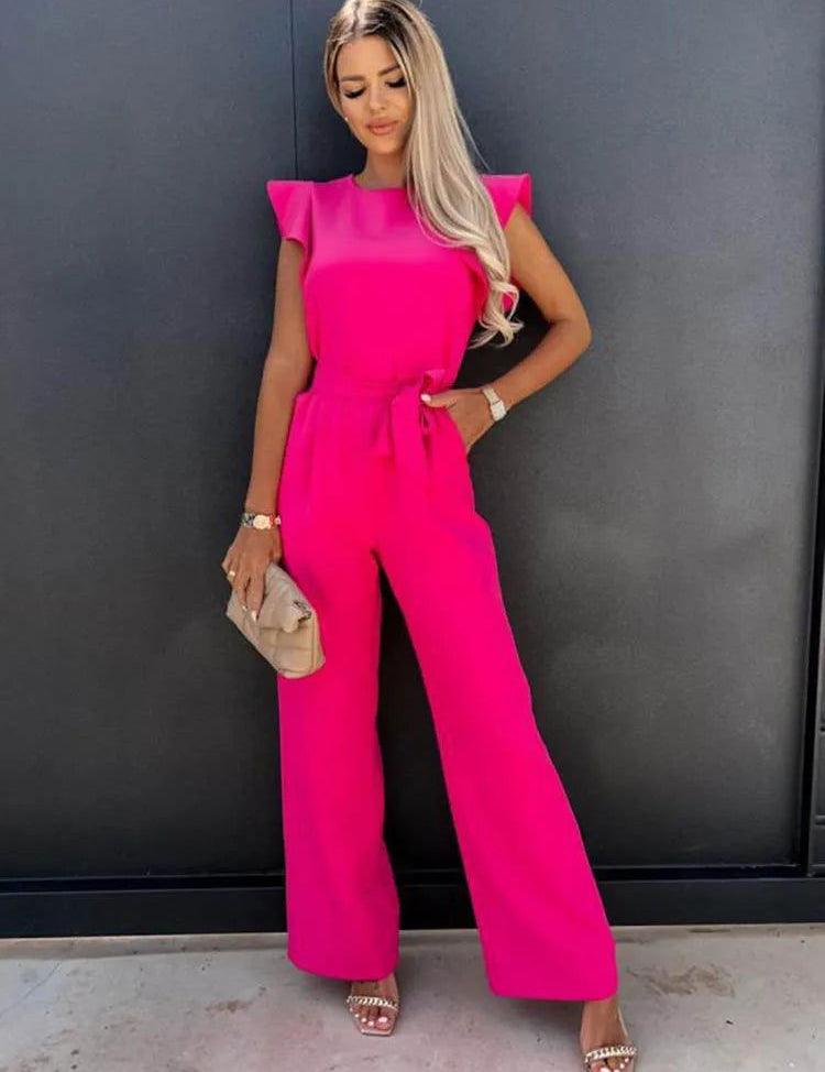 Elegant Ivory Jumpsuit with Chic Bow Detail - Lizabella Fashion -  -  - Elegant Ivory Jumpsuit with Chic Bow Detail - Lizabella Fashion - #tag1# - #tag2#