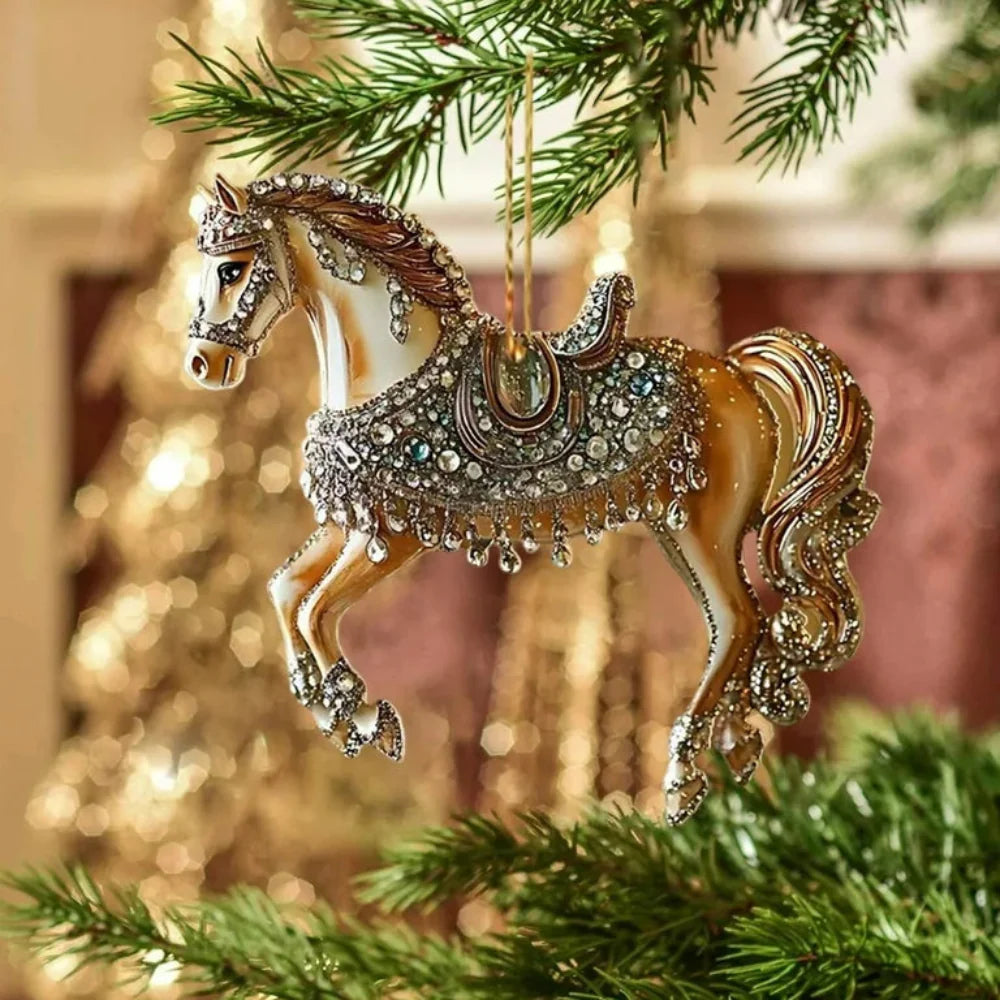 Equinox | Ornamento vintage a forma di cavallo in acrilico per decorazioni natalizie classiche 1