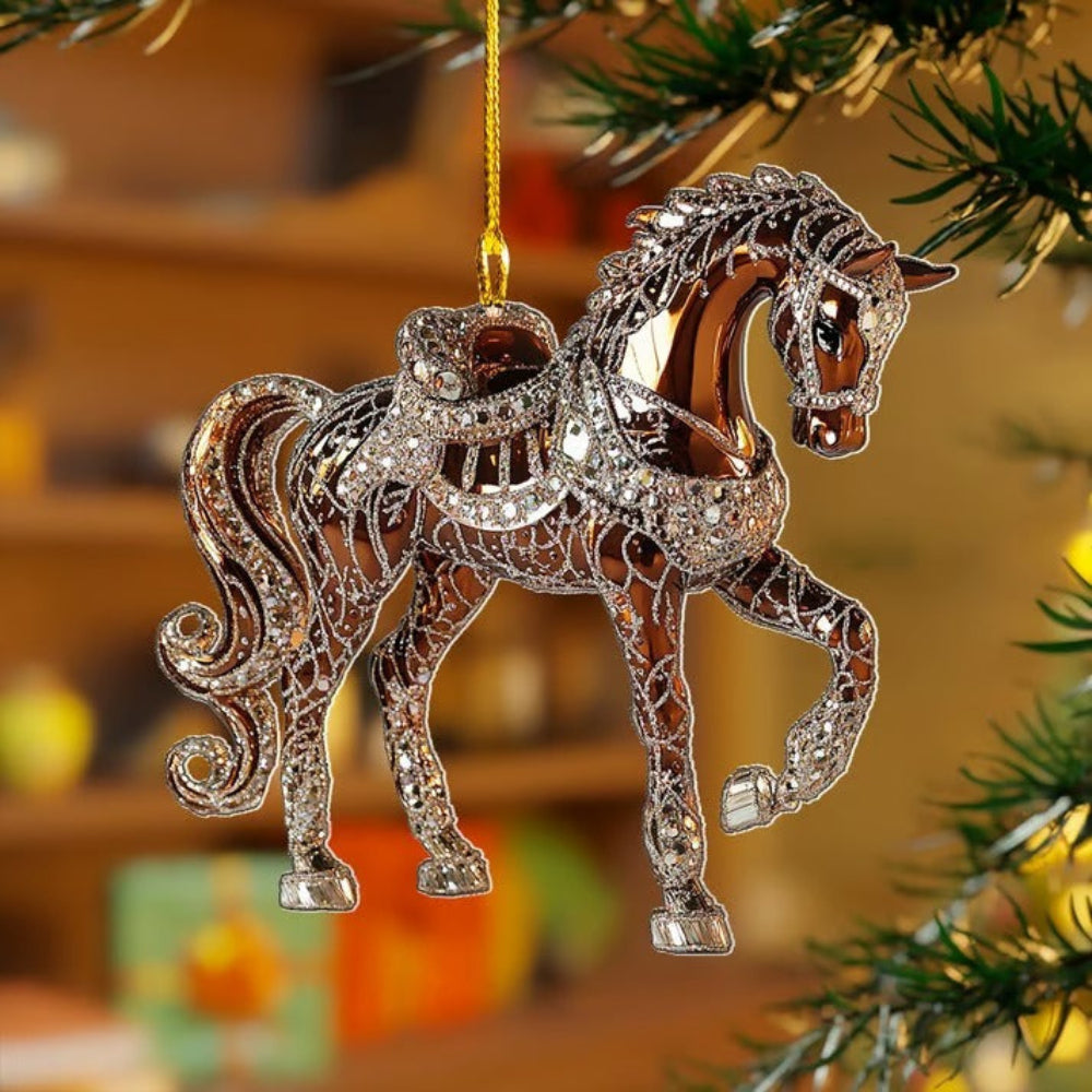 Equinox | Ornamento vintage a forma di cavallo in acrilico per decorazioni natalizie classiche 5