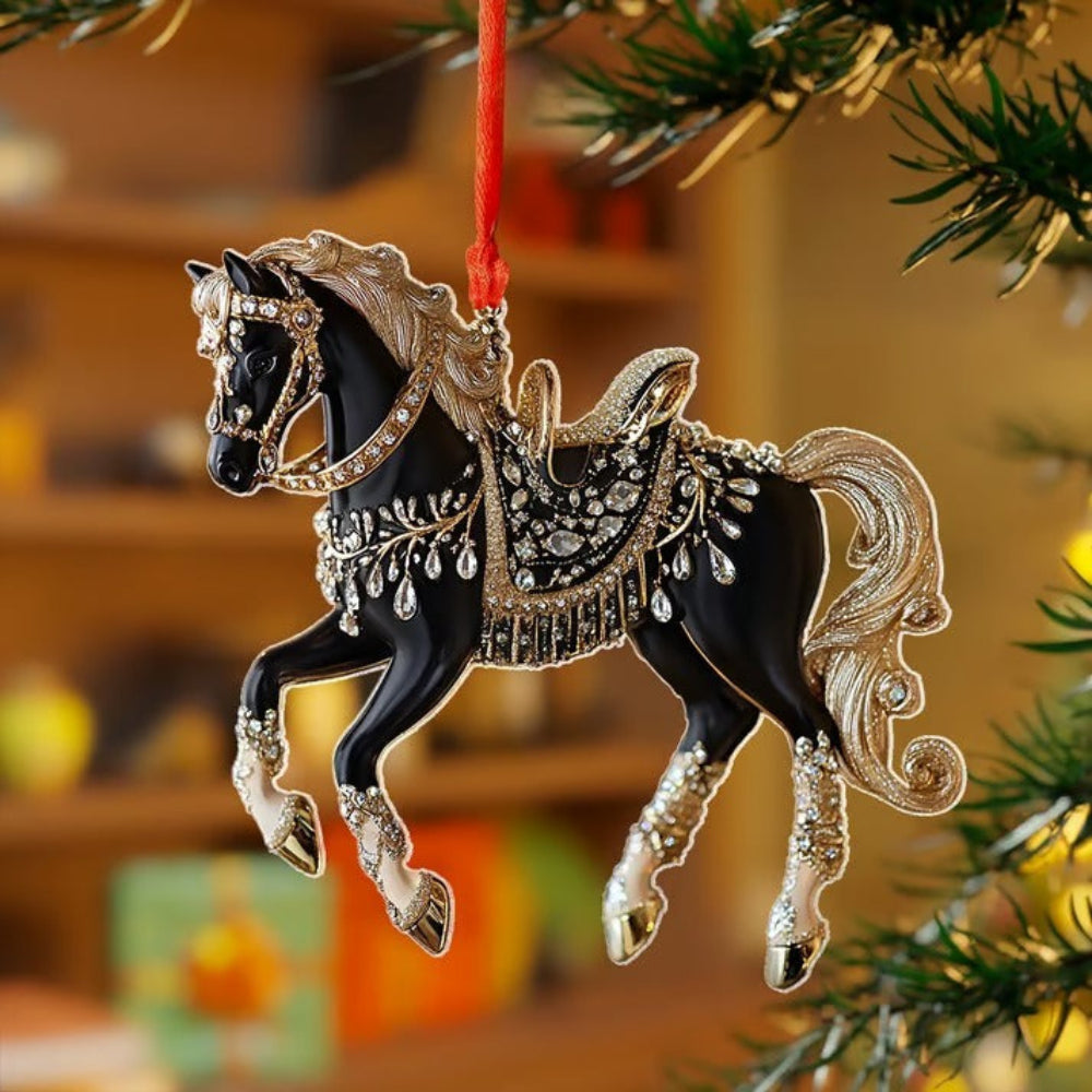 Equinox | Ornamento vintage a forma di cavallo in acrilico per decorazioni natalizie classiche 6
