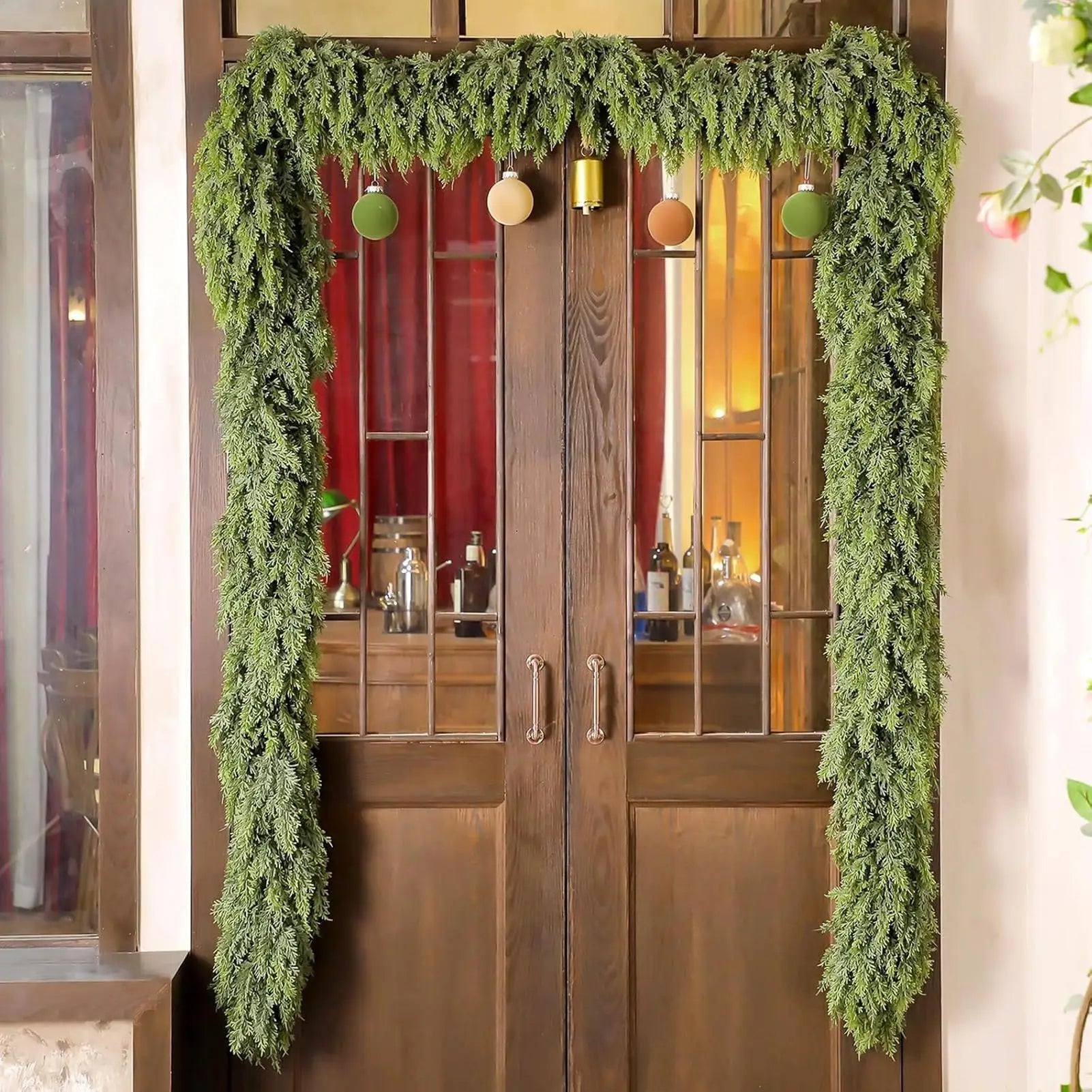 EvergreenCharm – Ghirlanda natalizia decorativa con luci LED in pino 3
