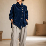 Everlayer – Draped Neck Asymmetrical Button-Front Top 10