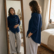 Everlayer – Draped Neck Asymmetrical Button-Front Top 5
