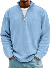 Fabian | Herren Gerippter Half-Zip Stehkragen Pullover Sweatshirt 0