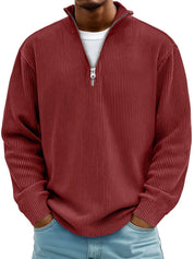 Fabian | Herren Gerippter Half-Zip Stehkragen Pullover Sweatshirt 1