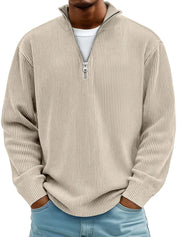 Fabian | Herren Gerippter Half-Zip Stehkragen Pullover Sweatshirt 6