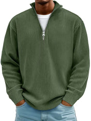 Fabian | Herren Gerippter Half-Zip Stehkragen Pullover Sweatshirt 8