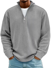 Fabian | Herren Gerippter Half-Zip Stehkragen Pullover Sweatshirt 9