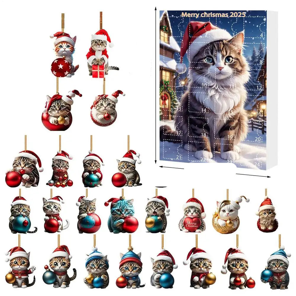 FelineFest | Set di ornamenti per gatti in acrilico resistente per decorazioni natalizie 8