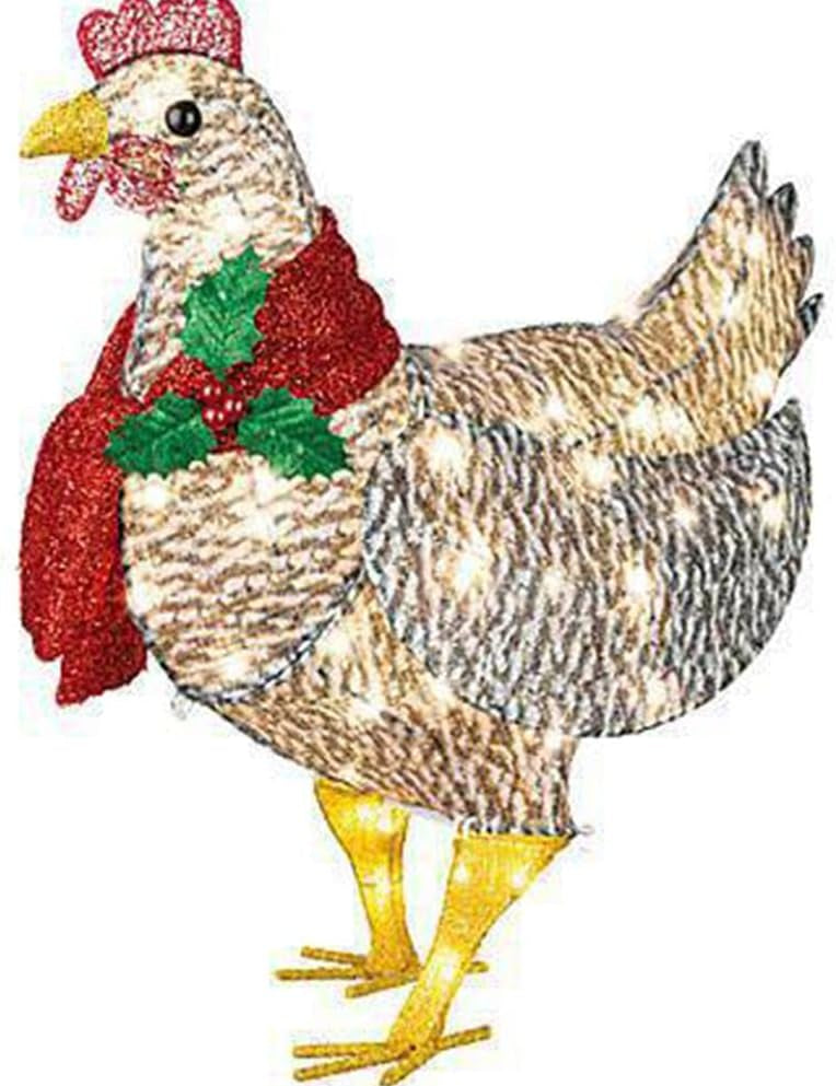 FestiveGlow | Affascinante decorazione da giardino a forma di pollo luminoso con sciarpa 1