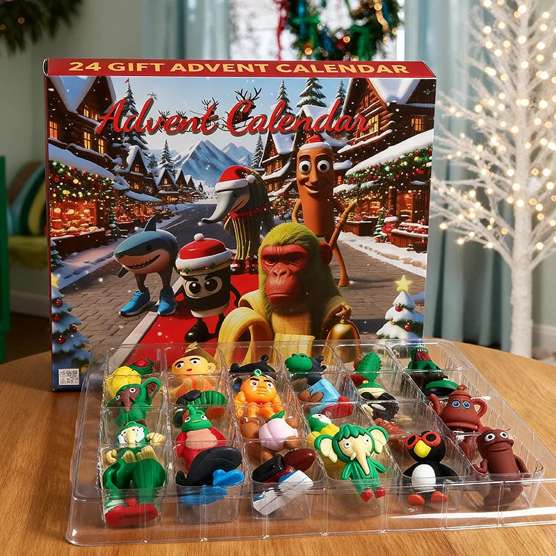FestiveJoy | Calendario dell'Avvento in plastica per bambini con divertenti sorprese a forma di statuetta 0