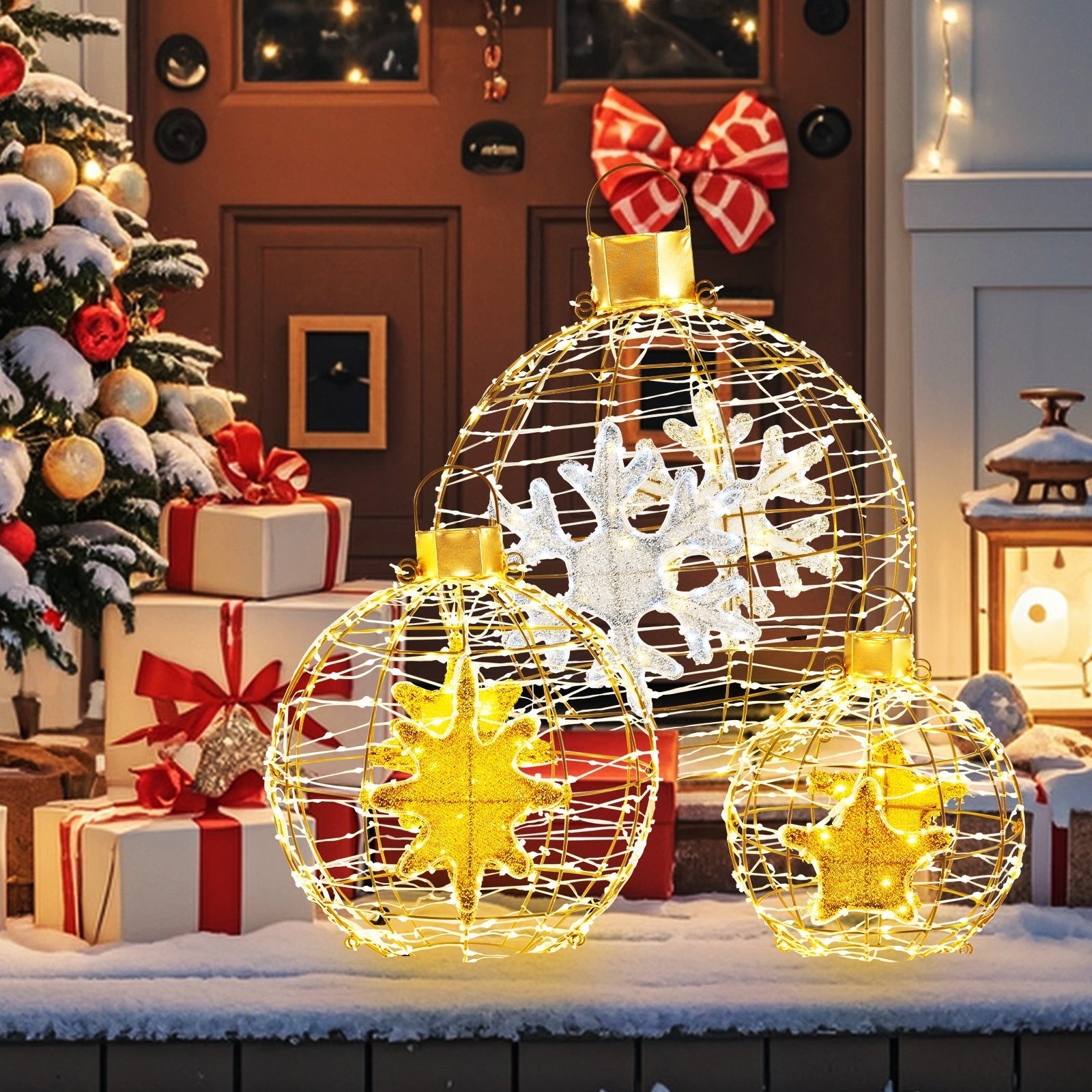 FestiveSpheres – Set di 3 sfere luminose a LED per decorazioni natalizie 1