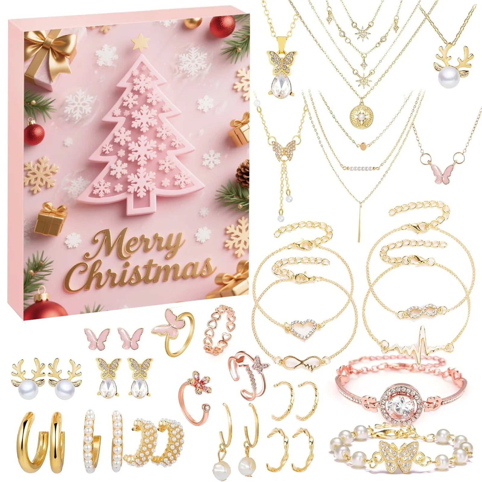 FestiviJoy | Calendario dell'Avvento colorato con 24 accessori natalizi unici 0