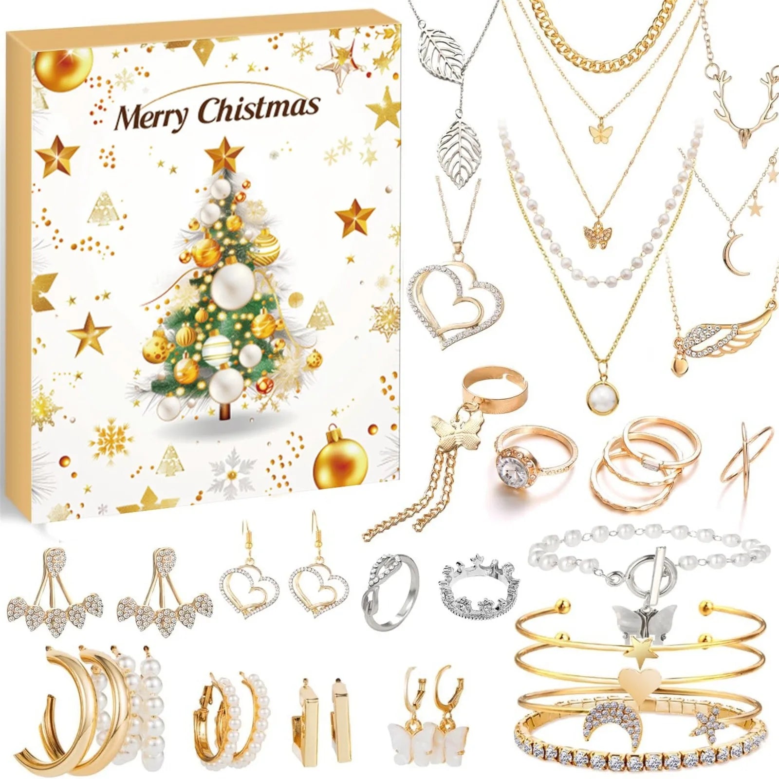 FestiviJoy | Calendario dell'Avvento colorato con 24 accessori natalizi unici 1