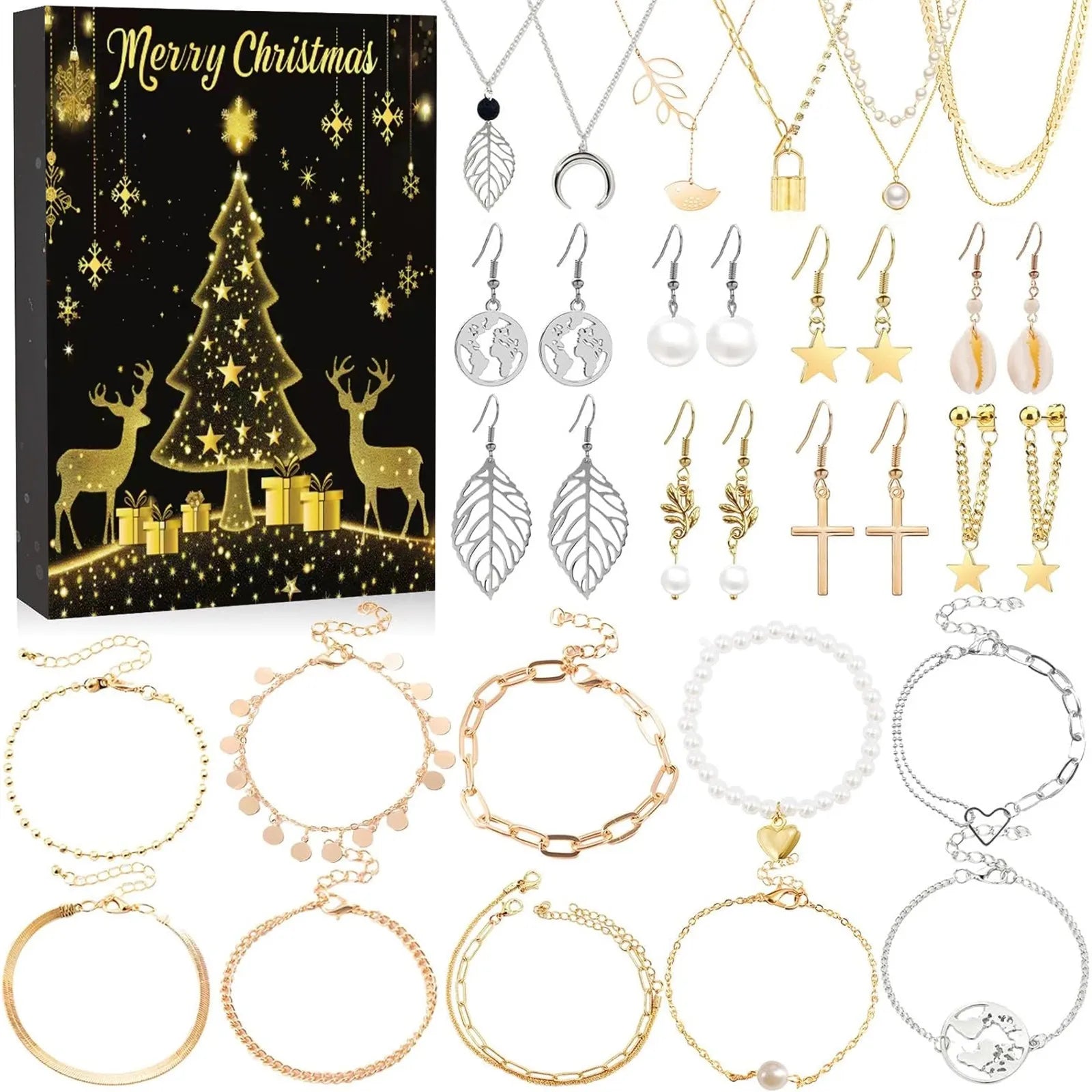 FestiviJoy | Calendario dell'Avvento colorato con 24 accessori natalizi unici 2
