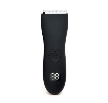 Tagliacapelli elettrico nero con display LED, design ergonomico, ideale per taglio capelli e barba. Accessorio per cura personale maschile.