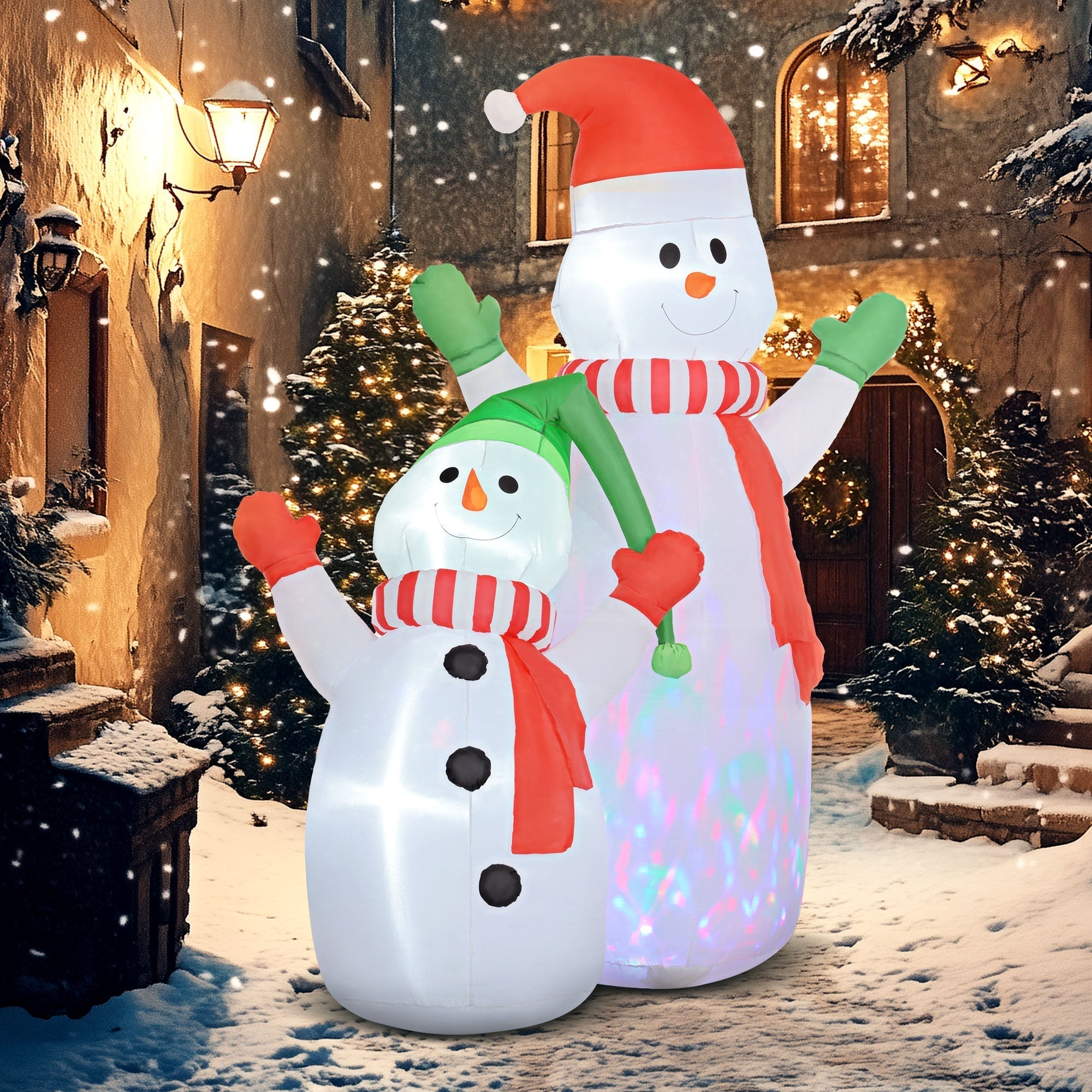 FrostyFamily – Grande pupazzo di neve illuminato per la decorazione del giardino anteriore 1