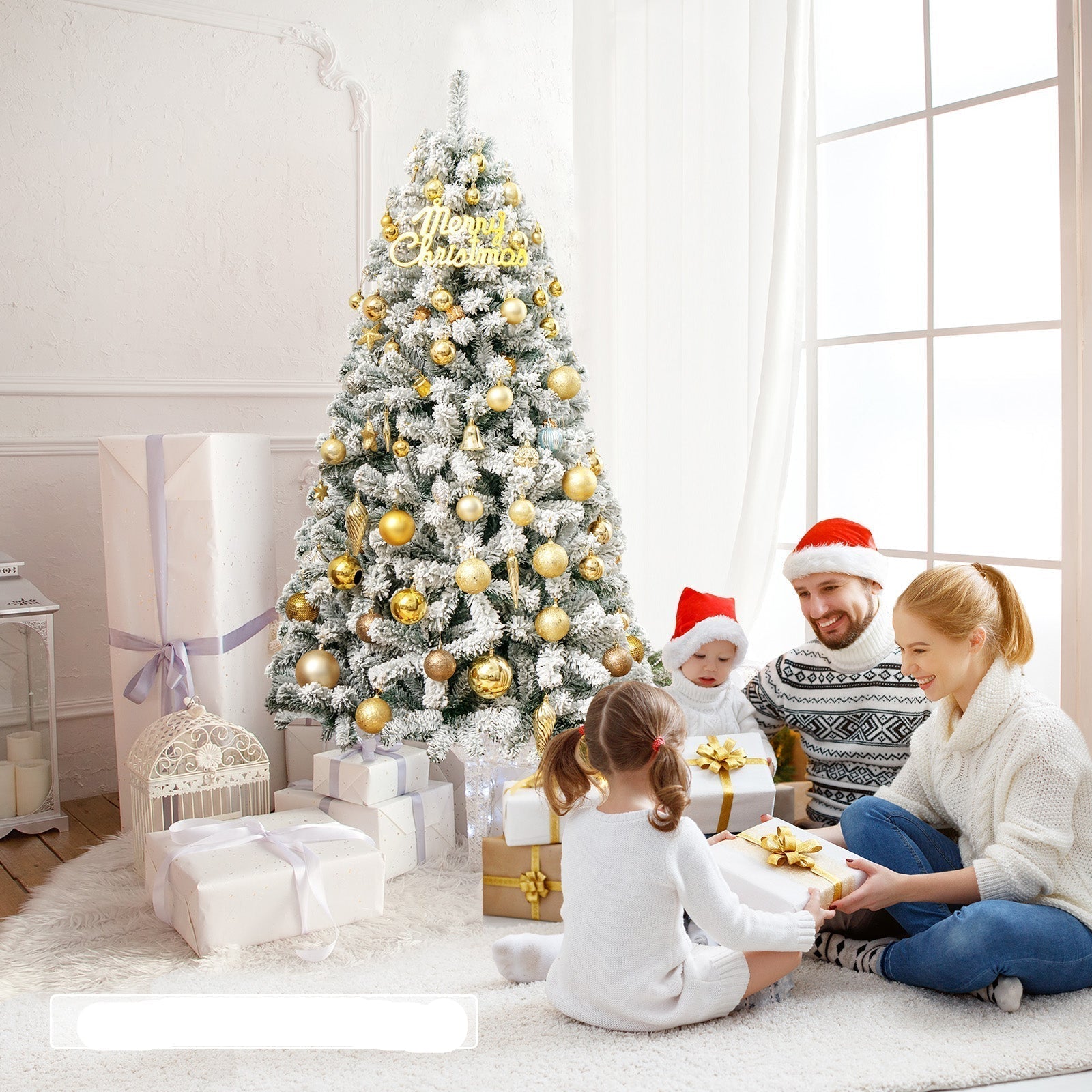 FrostyPine – Albero di Natale artificiale innevato da 180 cm con luci 1