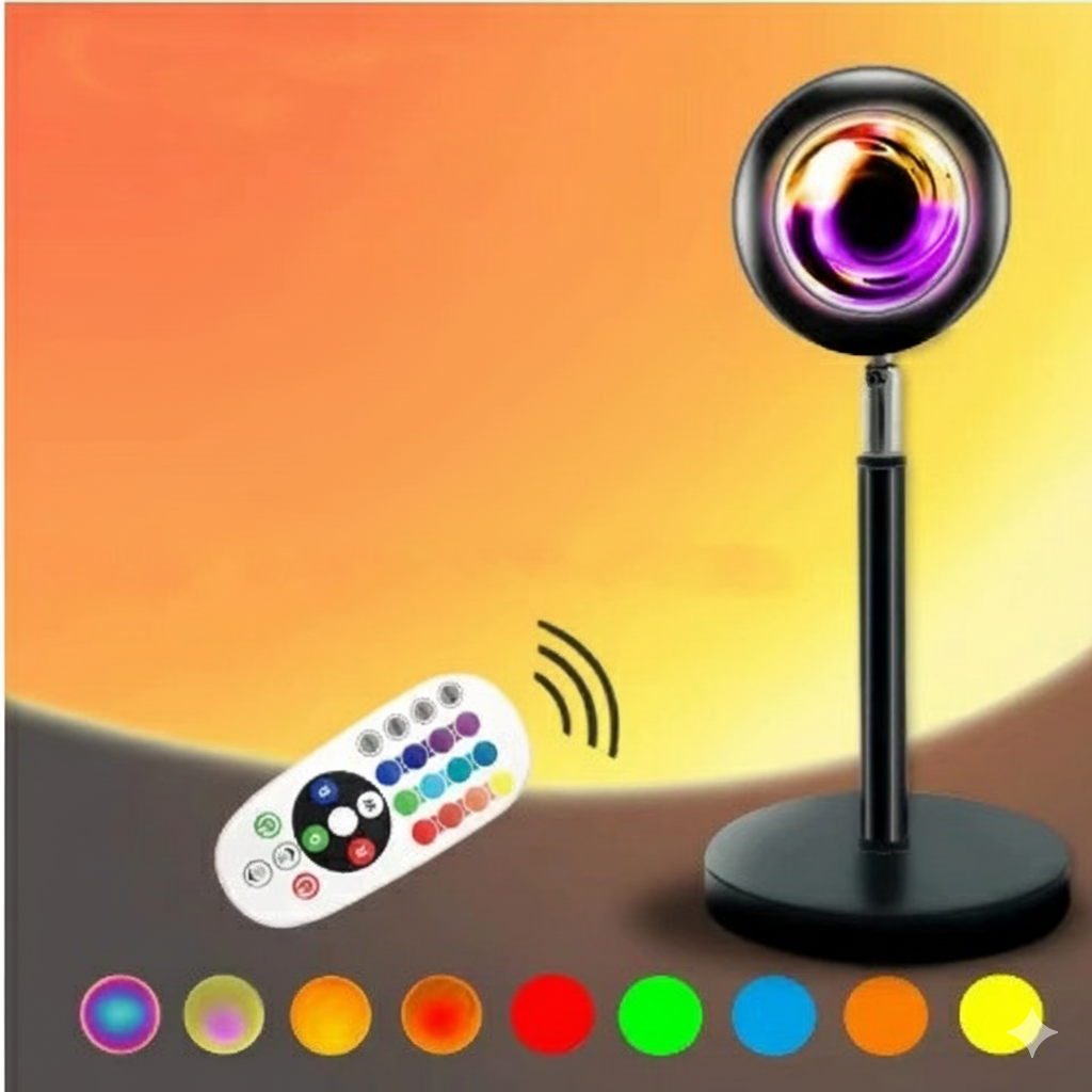 Lampada LED RGB con telecomando, design moderno, luce multicolore regolabile, ideale per decorazione ambienti, illuminazione d'atmosfera.