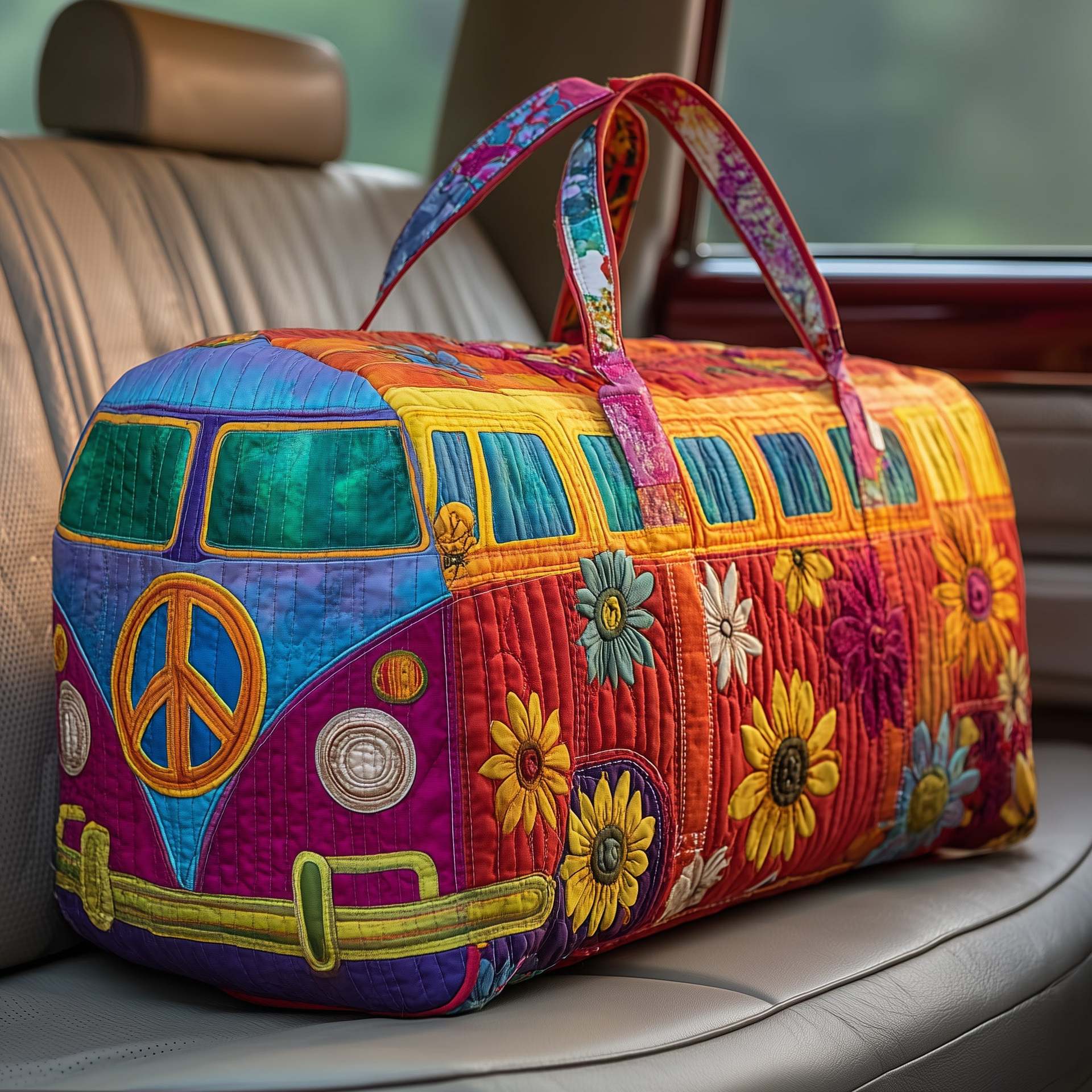 Gesteppte Reisetasche mit Blumenmuster und verstellbarem Riemen 0