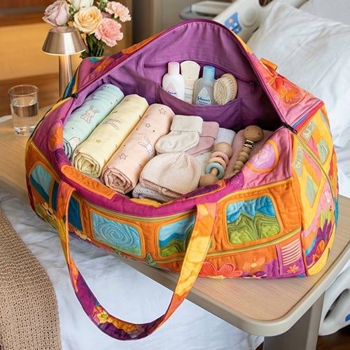 Gesteppte Reisetasche mit Blumenmuster und verstellbarem Riemen 2
