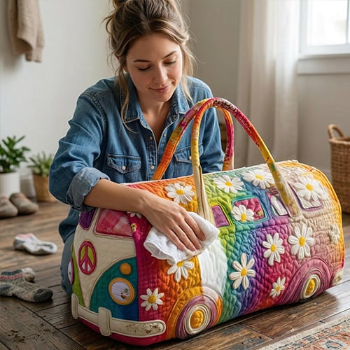 Gesteppte Reisetasche mit Blumenmuster und verstellbarem Riemen 4