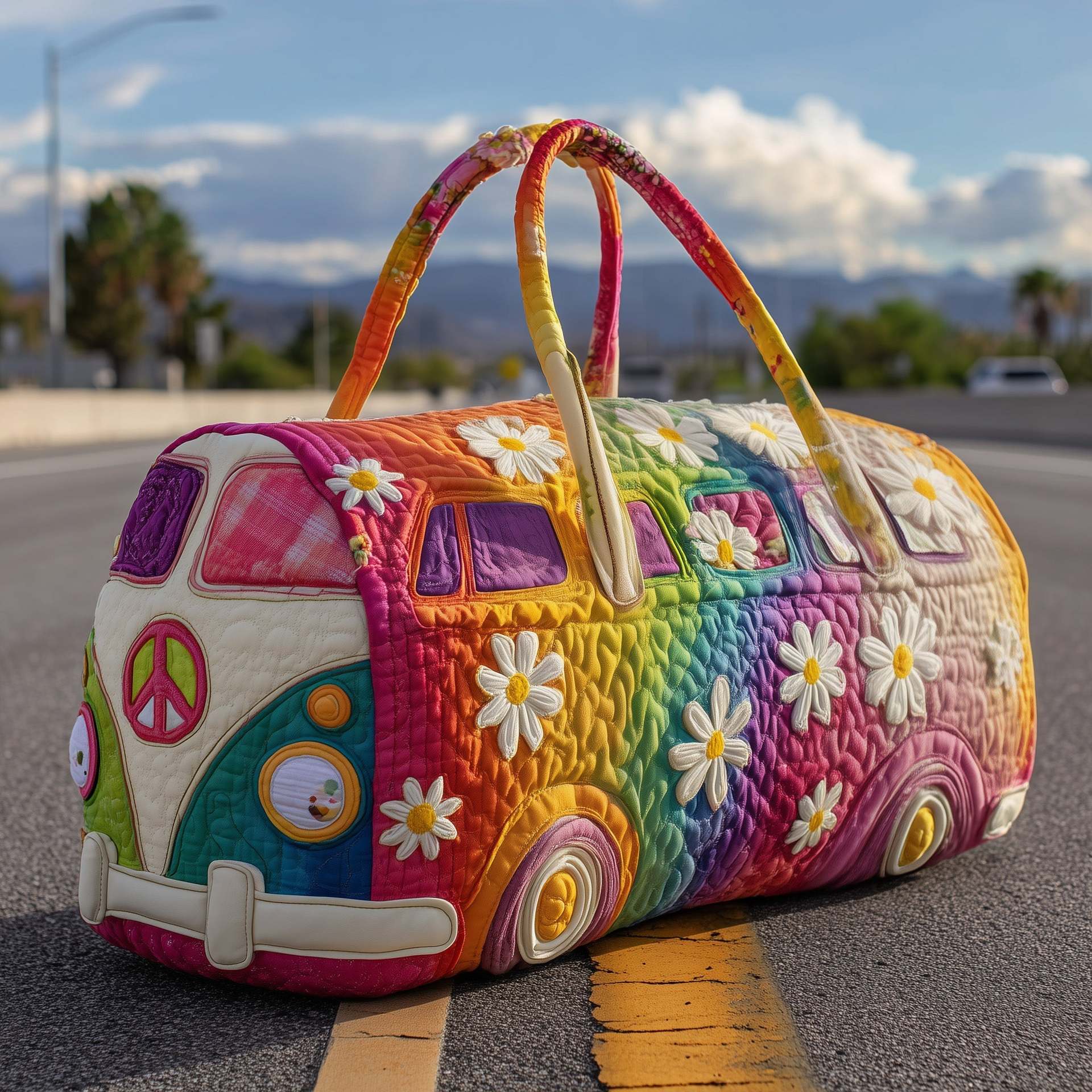 Gesteppte Reisetasche mit Blumenmuster und verstellbarem Riemen 9