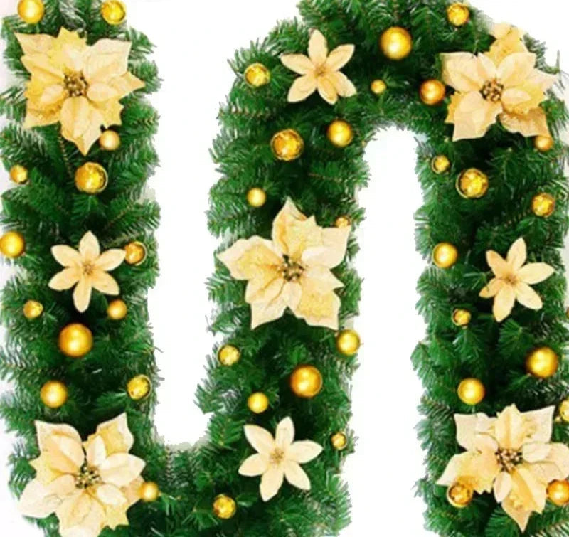 Ghirlanda di Natale | Elegante striscione in rattan con calda illuminazione a LED 0