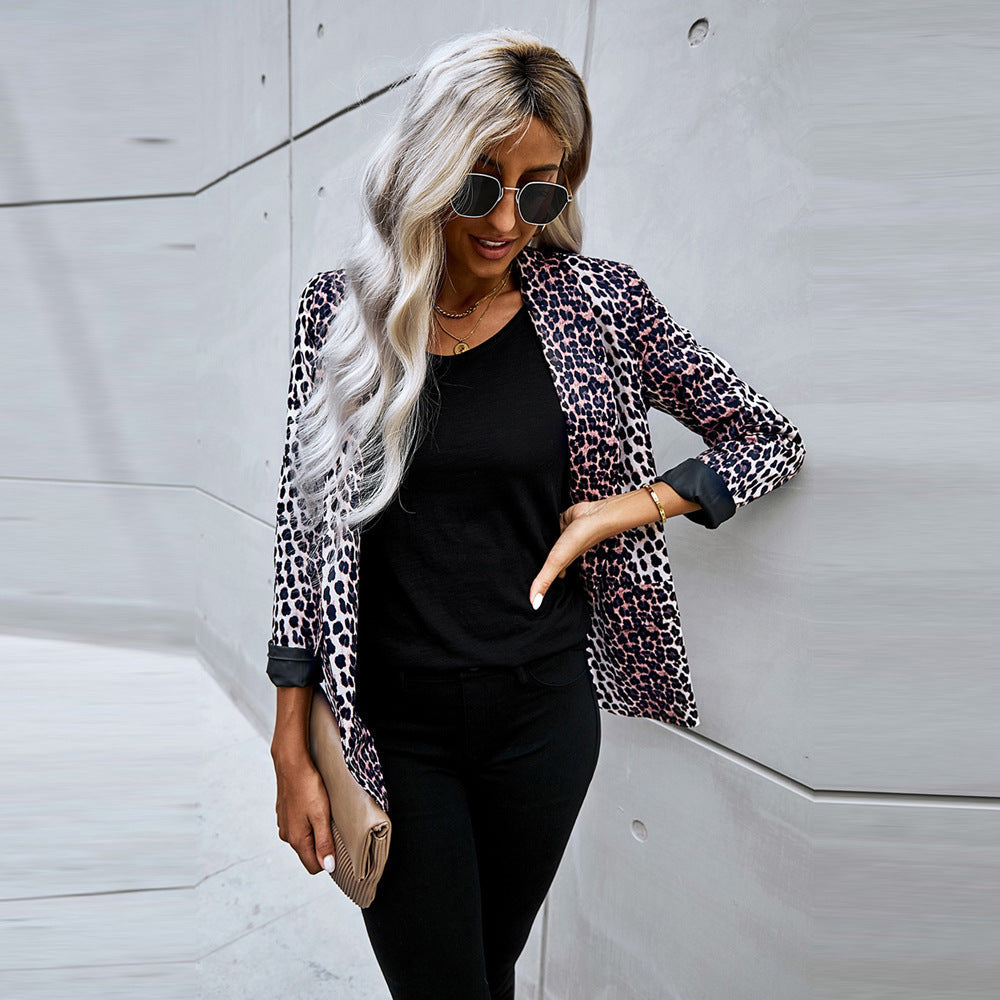 Giacca Donna Stampa Leopardata Ampia Comoda in Poliestere 1