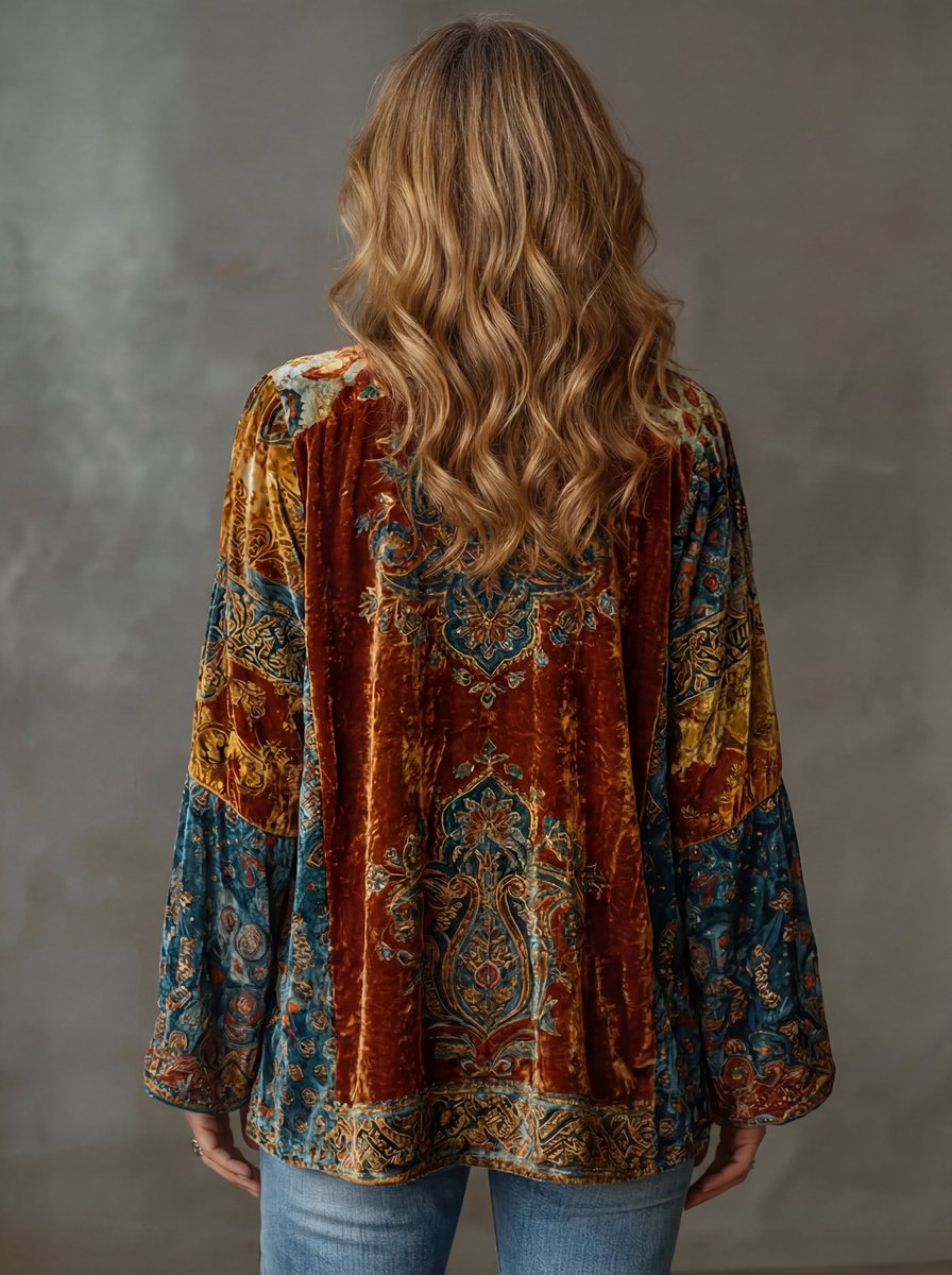 Giacca Trapuntata Donna Boho Kimono Vintage Leggera Taglio Ampio 1