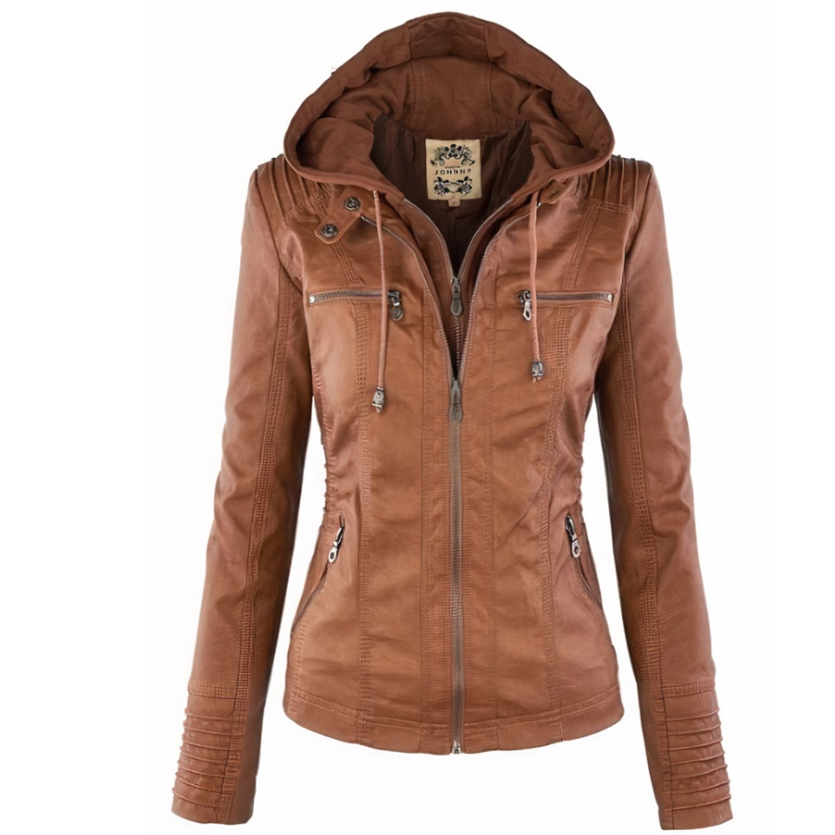 Giubbotto Biker Donna con Cappuccio Removibile e Zip Stile Urbano 0