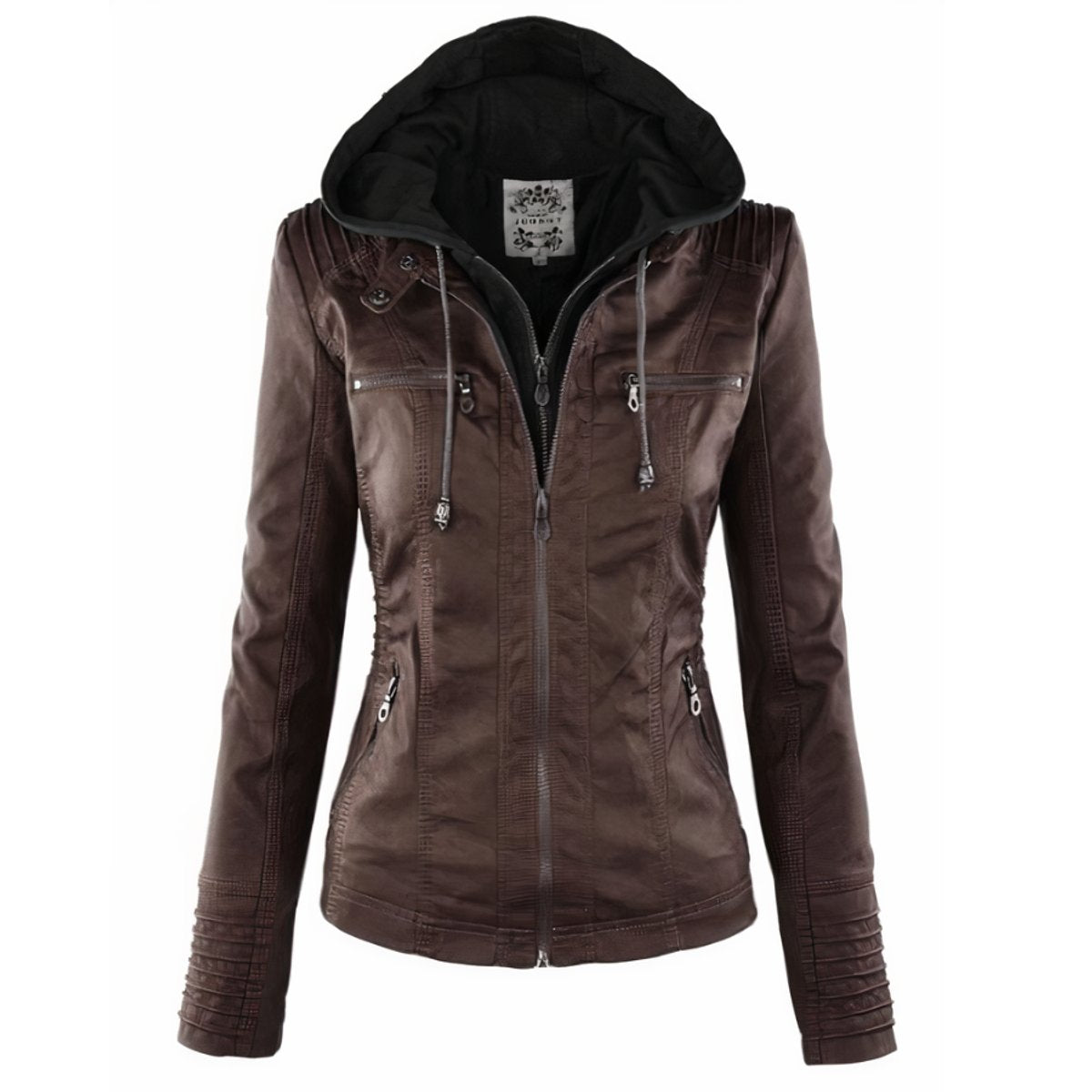 Giubbotto Biker Donna con Cappuccio Removibile e Zip Stile Urbano 2