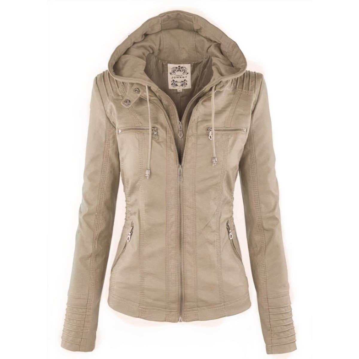 Giubbotto Biker Donna con Cappuccio Removibile e Zip Stile Urbano 3