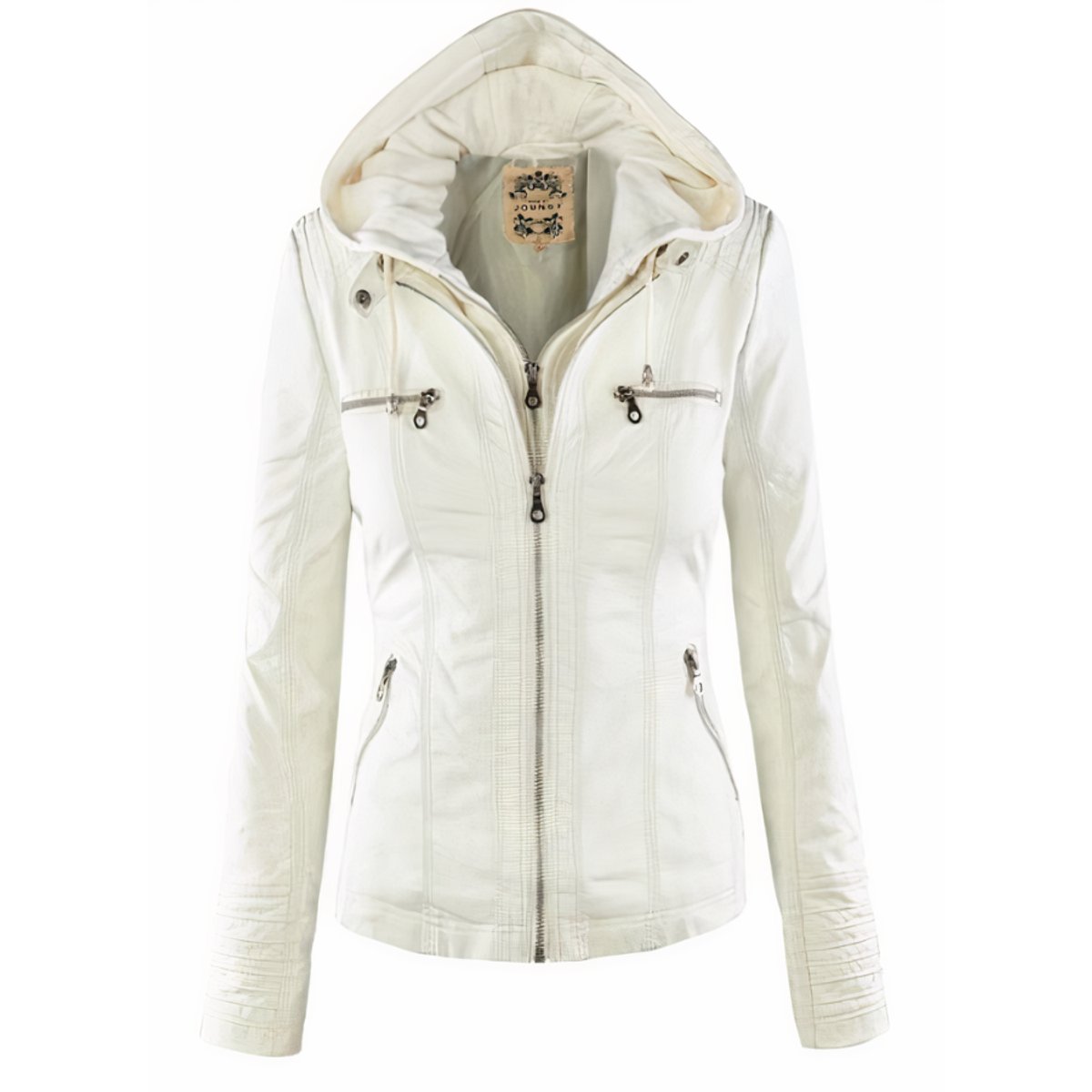 Giubbotto Biker Donna con Cappuccio Removibile e Zip Stile Urbano 4