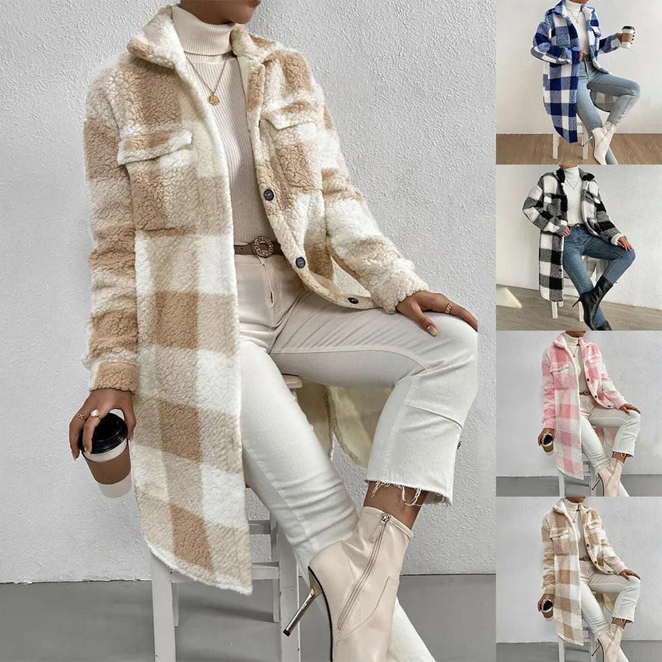 Giubbotto da donna in tartan con bottoni a quadri: giacca da vacanza, cardigan invernale caldo e trench in un unico elegante strato 1