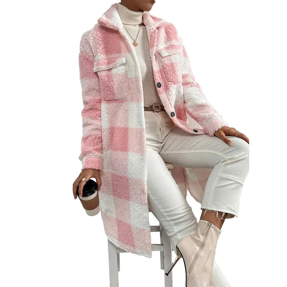 Giubbotto da donna in tartan con bottoni a quadri: giacca da vacanza, cardigan invernale caldo e trench in un unico elegante strato 4